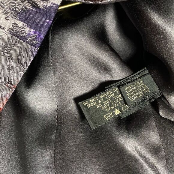 Ralph Lauren Watercolor Multicolored Floral Gray Silk Jacquard Dinner Jacket - Picture 11 of 16